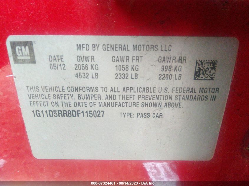 2013 CHEVROLET MALIBU 1LT - 1G11D5RR8DF115027