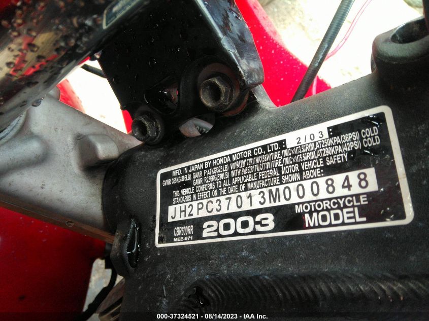2003 HONDA CBR600 RR - JH2PC37013M000848