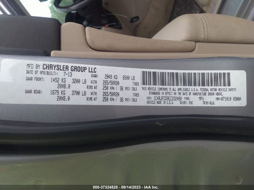 2014 JEEP GRAND CHEROKEE OVERLAND - 1C4RJFCG9EC232490