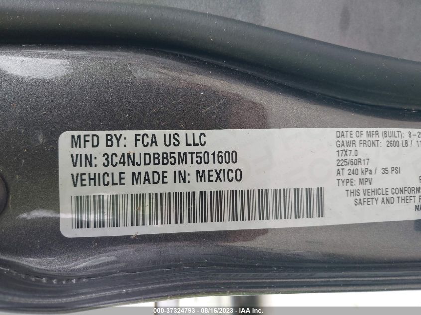 2021 JEEP COMPASS LATITUDE - 3C4NJDBB5MT501600