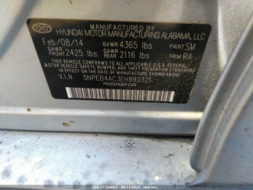 2014 HYUNDAI SONATA GLS - 5NPEB4AC3EH892321