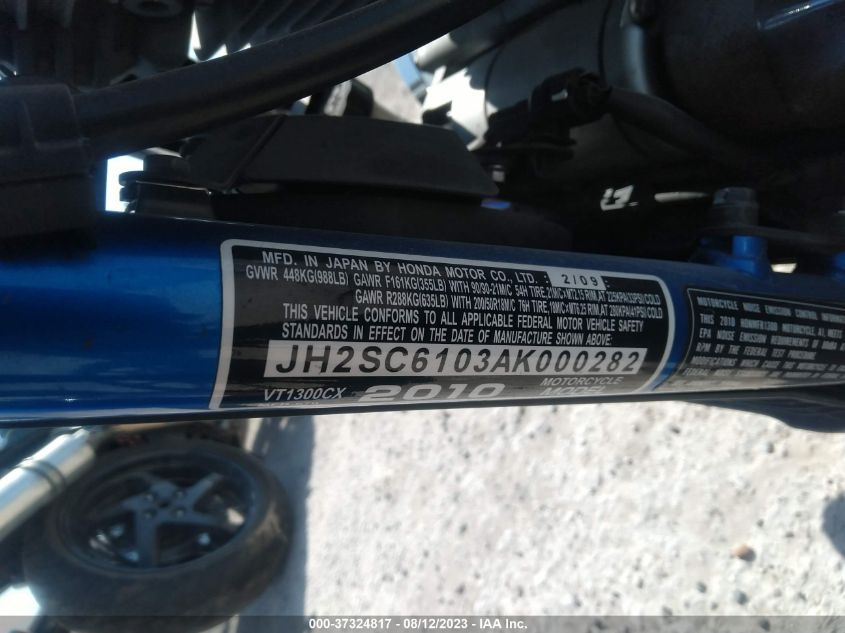 2010 HONDA VT1300 CX JH2SC6103AK000282