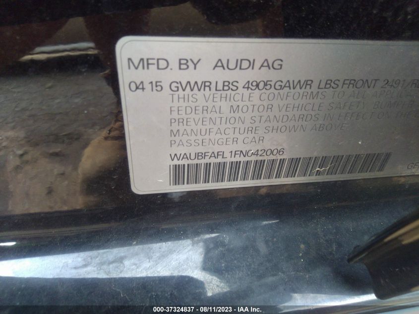 2015 AUDI A4 PREMIUM - WAUBFAFL1FN042006