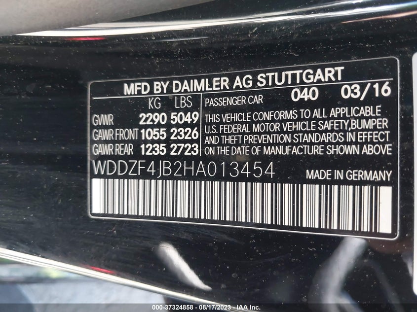 VIN WDDZF4JB2HA013454 2017 MERCEDES-BENZ E-CLASS E 300