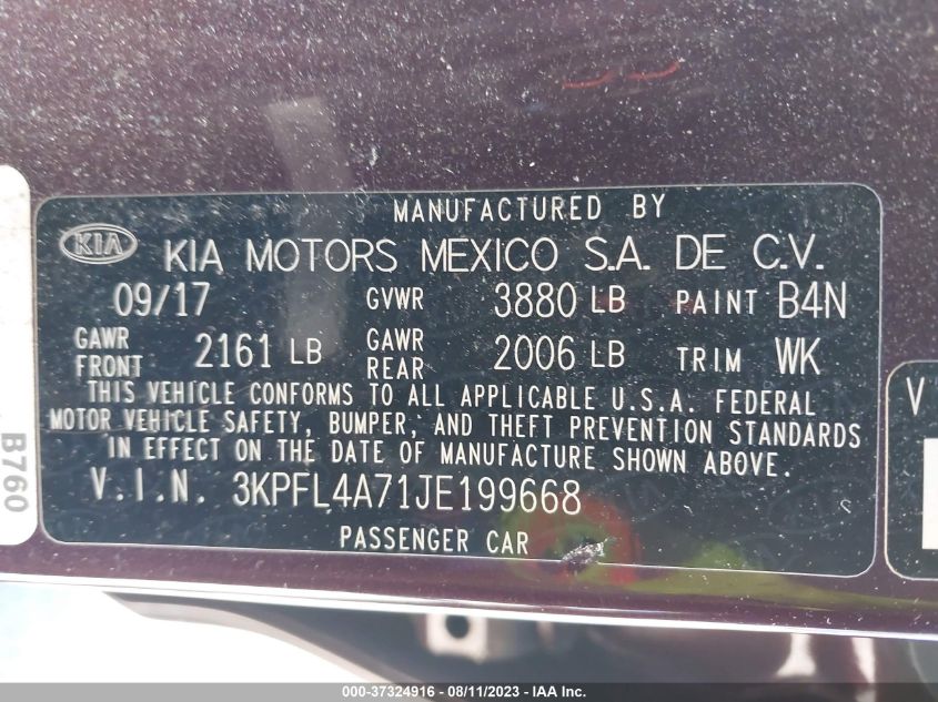 2018 KIA FORTE LX - 3KPFL4A71JE199668