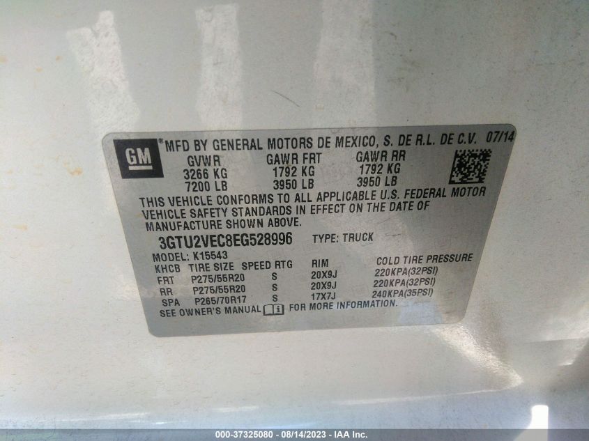 2014 GMC SIERRA 1500 SLT - 3GTU2VEC8EG528996