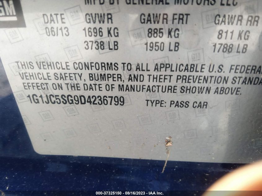 2013 CHEVROLET SONIC LT - 1G1JC5SG9D4236799