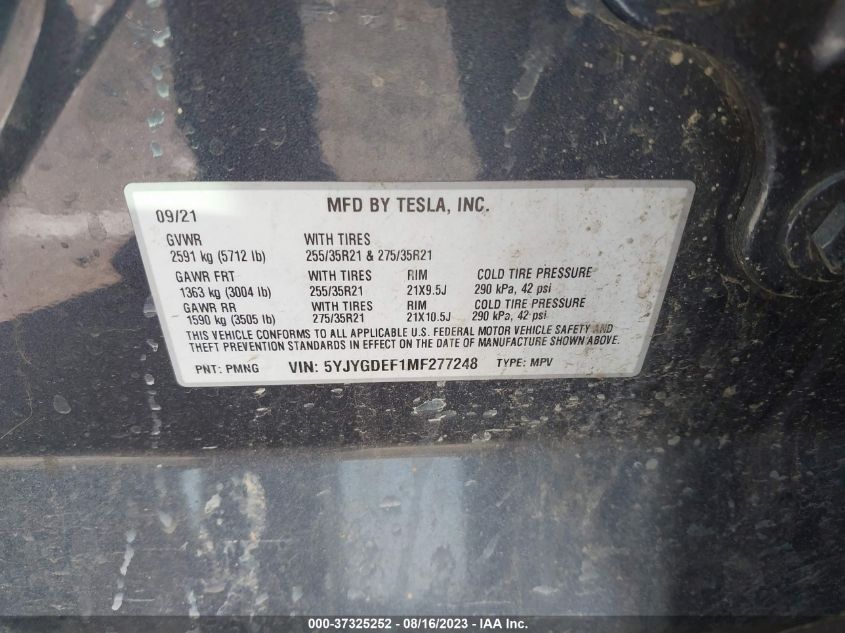 2021 TESLA MODEL Y PERFORMANCE - 5YJYGDEF1MF277248