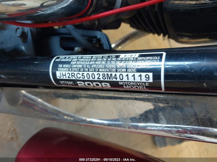 2008 HONDA VT750 C - JH2RC50028M401119