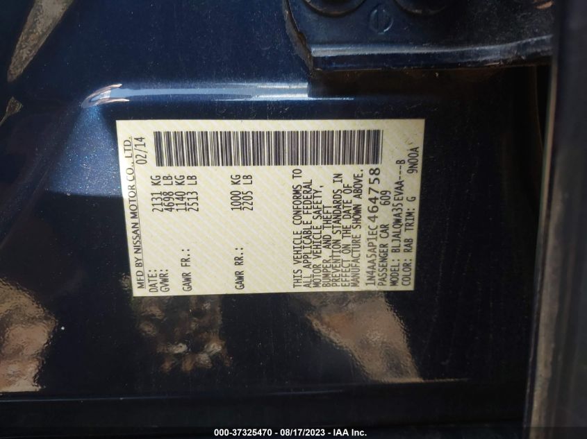 2014 NISSAN MAXIMA 3.5 S - 1N4AA5AP1EC464758