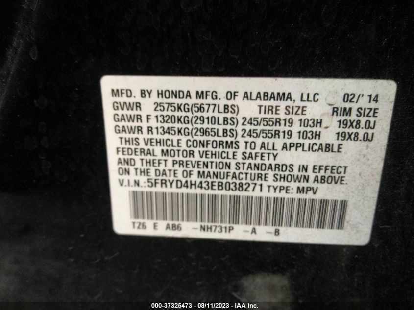2014 ACURA MDX TECH PKG - 5FRYD4H43EB038271