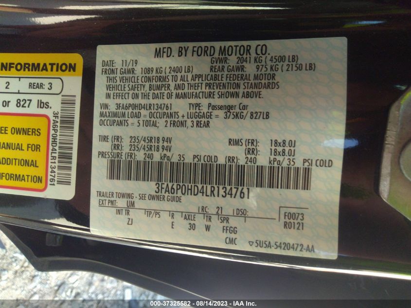 3FA6P0HD4LR134761 Ford Fusion SE 9