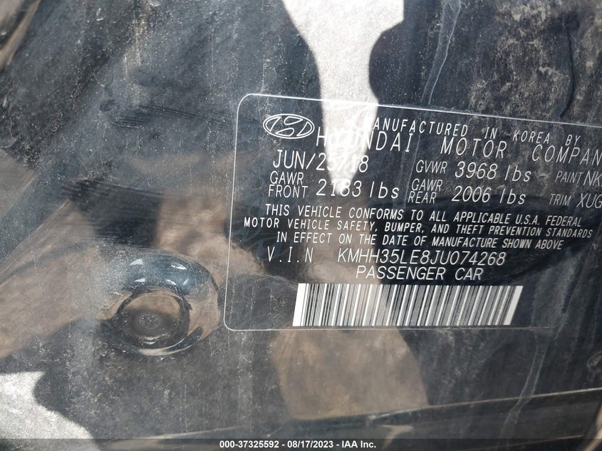 VIN KMHH35LE8JU074268 2018 HYUNDAI ELANTRA GT