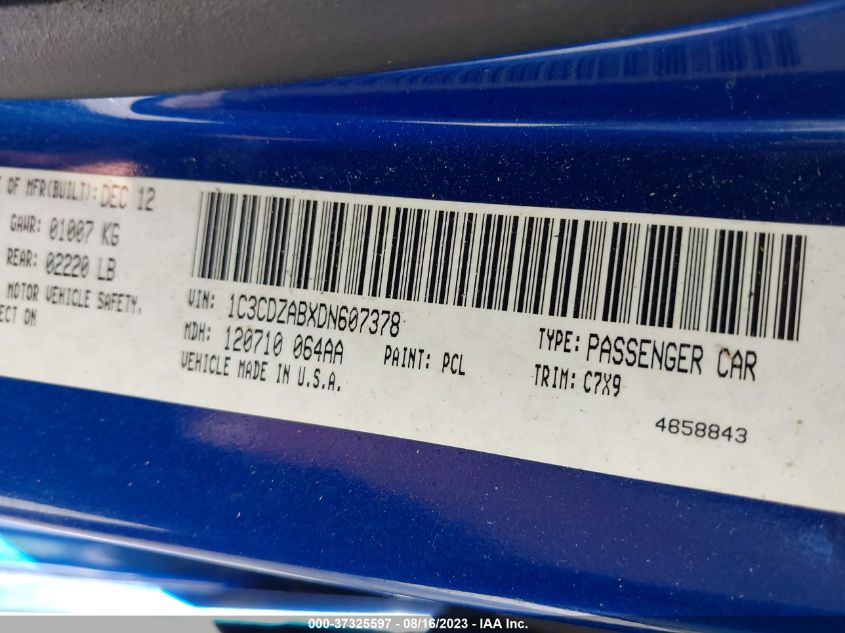 2013 DODGE AVENGER SE - 1C3CDZABXDN607378