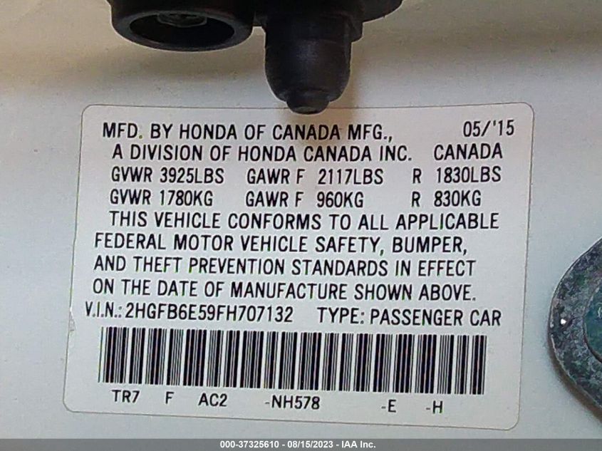 2015 HONDA CIVIC SEDAN SI - 2HGFB6E59FH707132