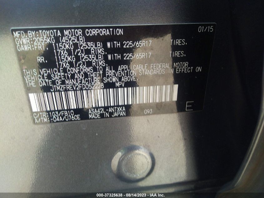 2015 TOYOTA RAV4 LE - JTMZFREV2FD052228
