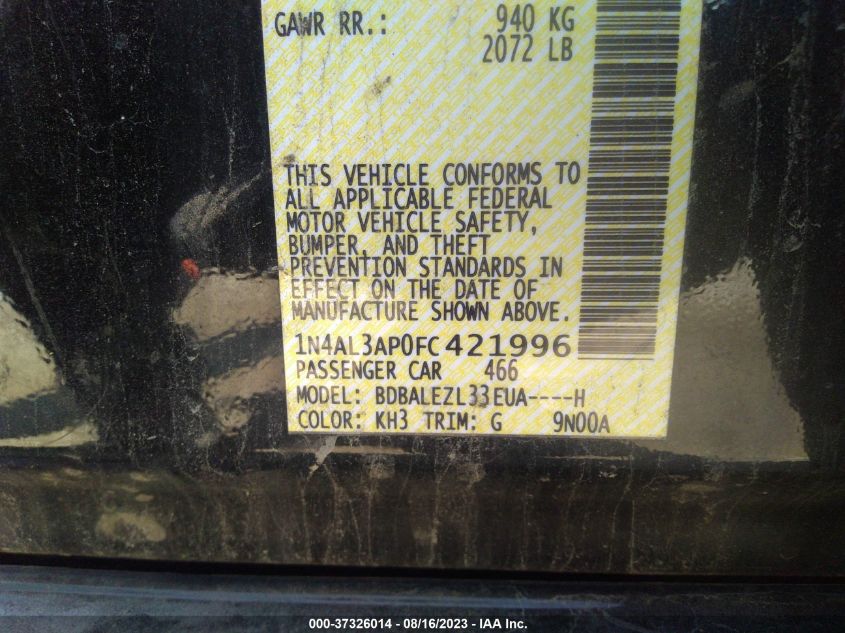 2015 NISSAN ALTIMA 2.5 S - 1N4AL3AP0FC421996