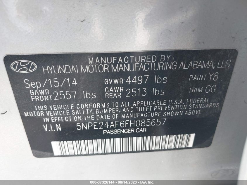 2015 HYUNDAI SONATA 2.4L SE - 5NPE24AF6FH085657