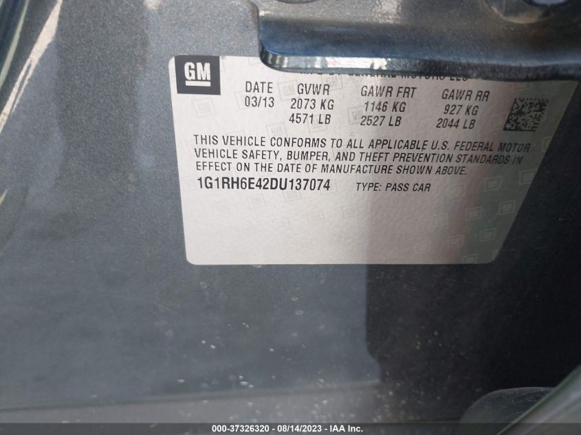 2013 CHEVROLET VOLT - 1G1RH6E42DU137074