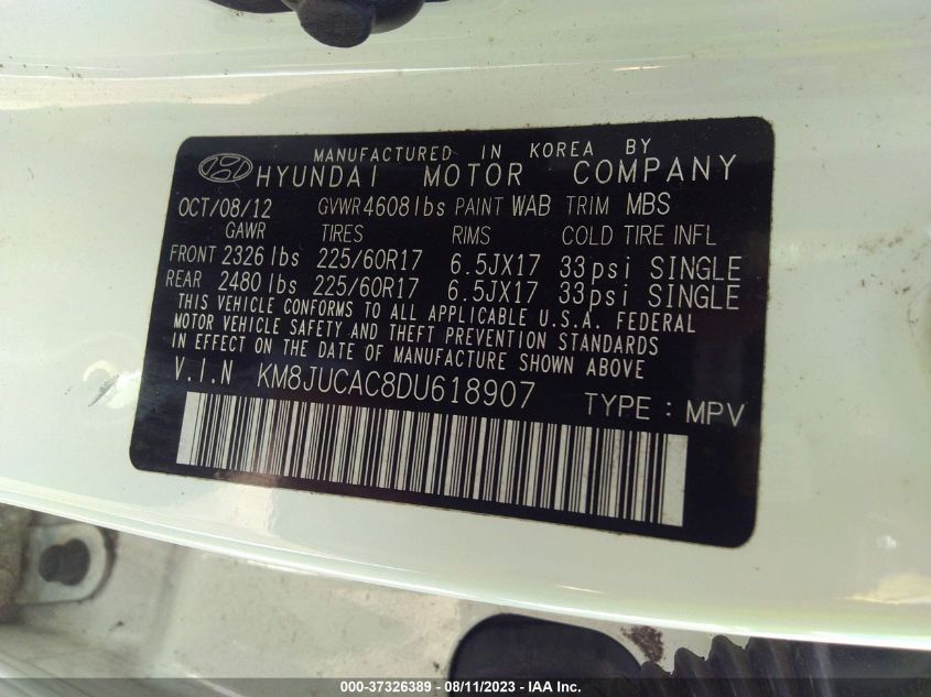 2013 HYUNDAI TUCSON GLS - KM8JUCAC8DU618907