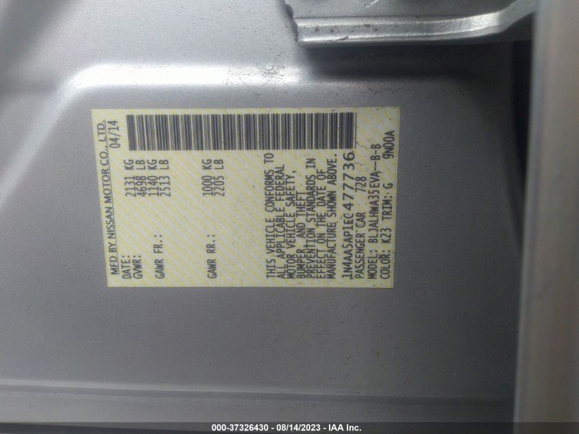 2014 NISSAN MAXIMA 3.5 SV W/PREMIUM PKG - 1N4AA5AP1EC477736