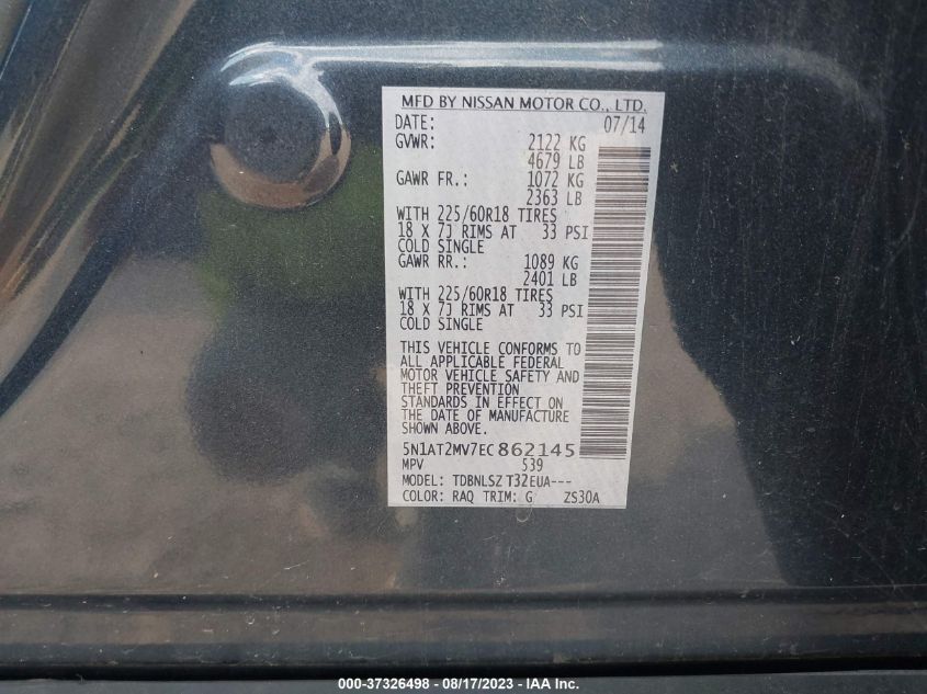 2014 NISSAN ROGUE SL - 5N1AT2MV7EC862145