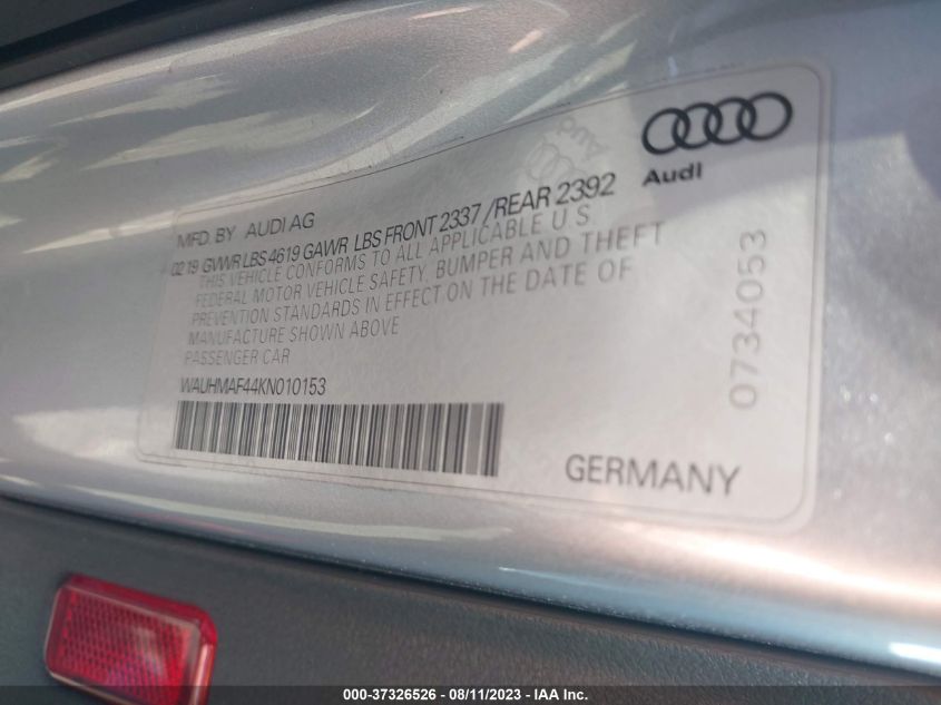 2019 AUDI A4 PREMIUM PLUS - WAUHMAF44KN010153