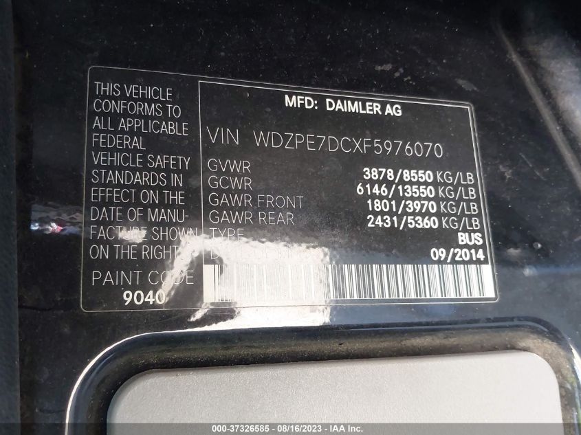 2015 MERCEDES-BENZ SPRINTER PASSENGER VANS - WDZPE7DCXF5976070