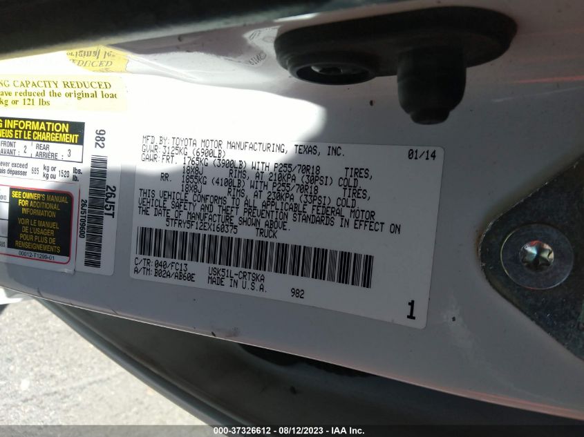 2014 TOYOTA TUNDRA 2WD TRUCK SR/SR5 5TFRY5F12EX160375