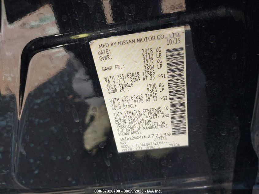 2015 NISSAN MURANO SV - 5N1AZ2MG4FN277139
