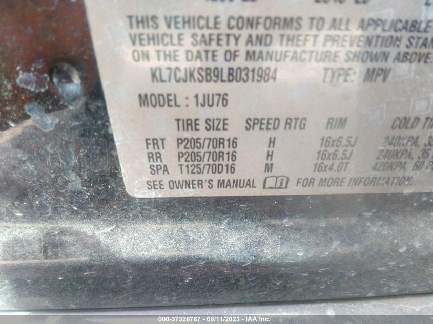 2020 CHEVROLET TRAX LS - KL7CJKSB9LB031984
