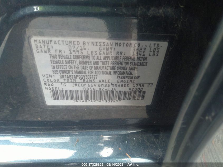2016 NISSAN SENTRA SV - 3N1AB7AP9GY307477