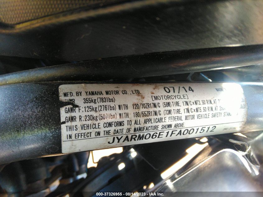 2015 YAMAHA FZ07 JYARM06E1FA001512