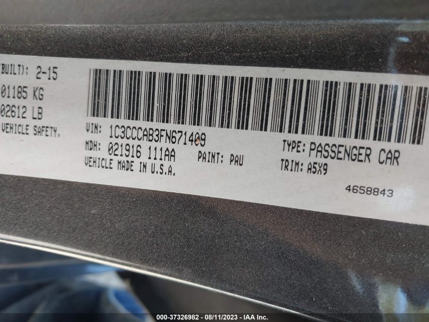 2015 CHRYSLER 200 LIMITED - 1C3CCCAB3FN671409