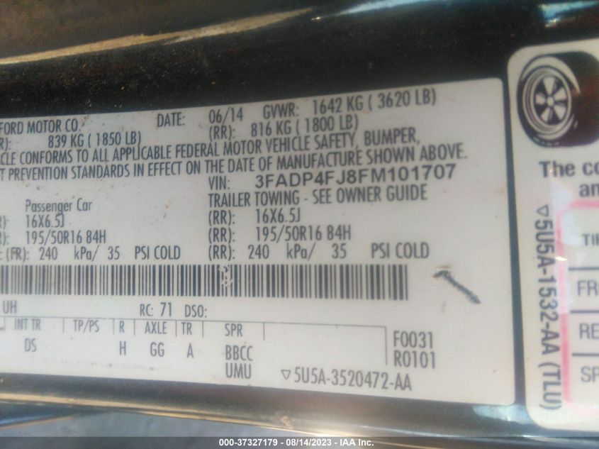 2015 FORD FIESTA TITANIUM - 3FADP4FJ8FM101707