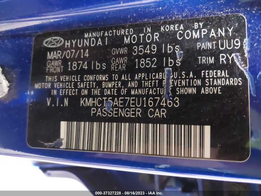 2014 HYUNDAI ACCENT GS - KMHCT5AE7EU167463