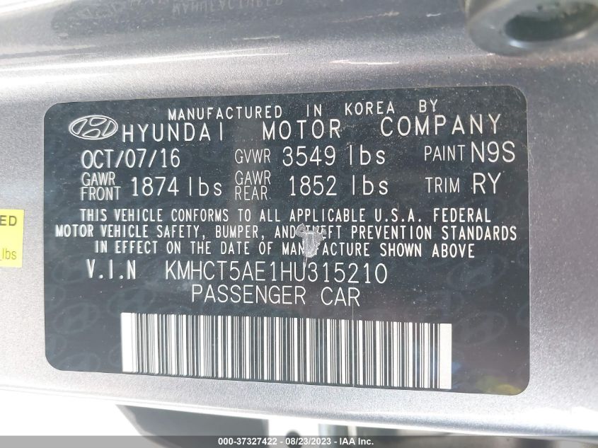2017 HYUNDAI ACCENT SE - KMHCT5AE1HU315210
