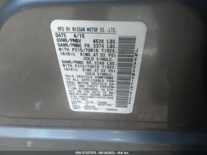 2015 NISSAN ROGUE SELECT S - JN8AS5MV1FW761406