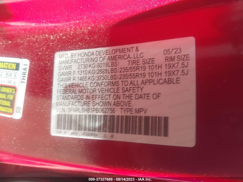 2023 HONDA ODYSSEY TOURING - 5FNRL6H81PB062756