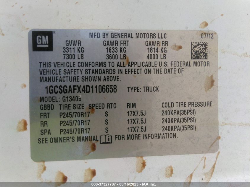 2013 CHEVROLET EXPRESS CARGO VAN - 1GCSGAFX4D1106658