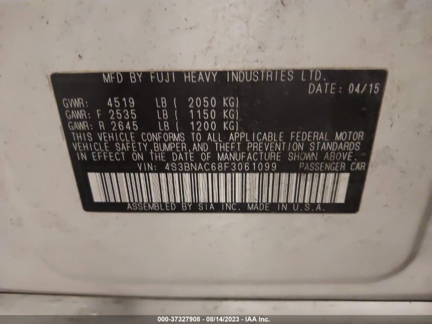 2015 SUBARU LEGACY 2.5I PREMIUM - 4S3BNAC68F3061099