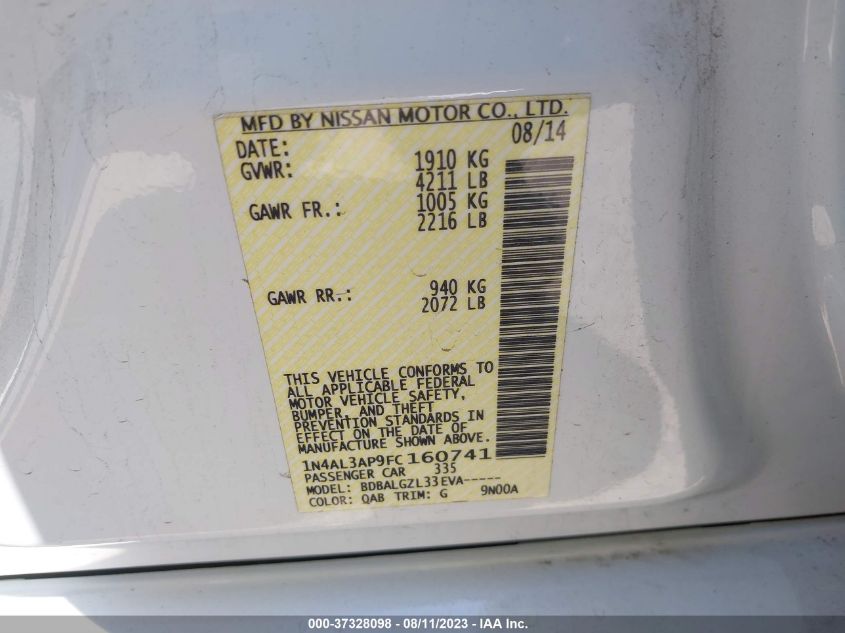 2015 NISSAN ALTIMA 2.5 S - 1N4AL3AP9FC160741