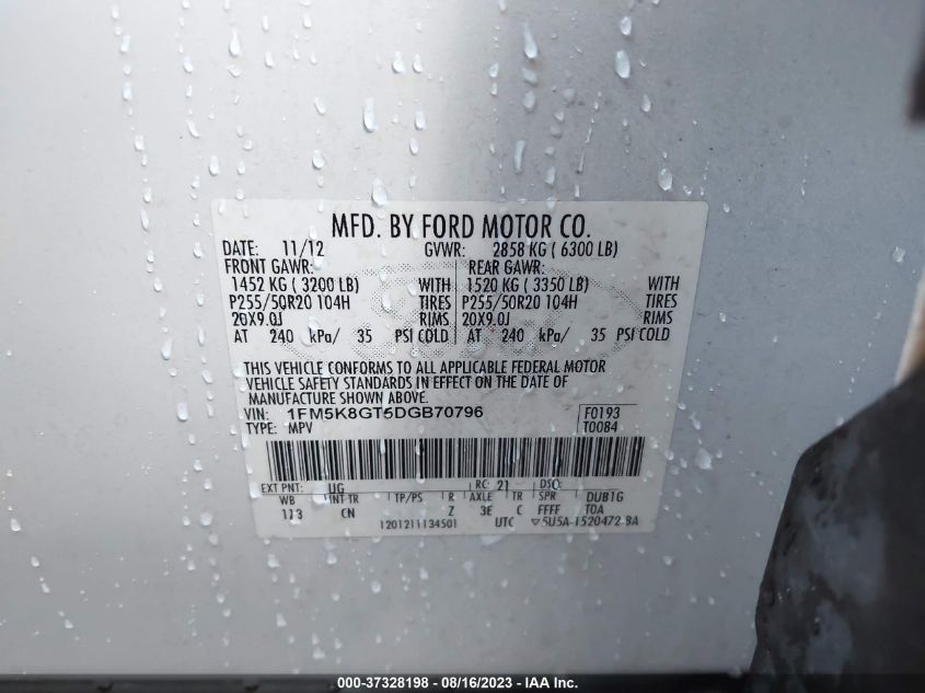 2013 FORD EXPLORER SPORT - 1FM5K8GT5DGB70796