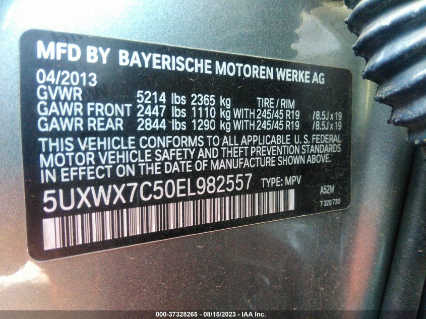 5UXWX7C50EL982557 2014 BMW X3, photo no. 9