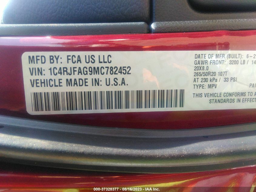 2021 JEEP GRAND CHEROKEE LAREDO - 1C4RJFAG9MC782452