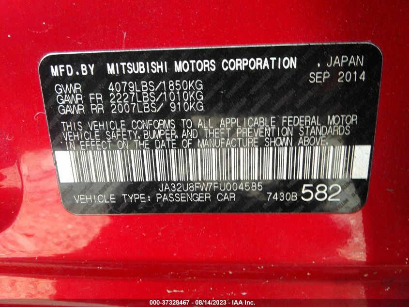 2015 MITSUBISHI LANCER GT - JA32U8FW7FU004585