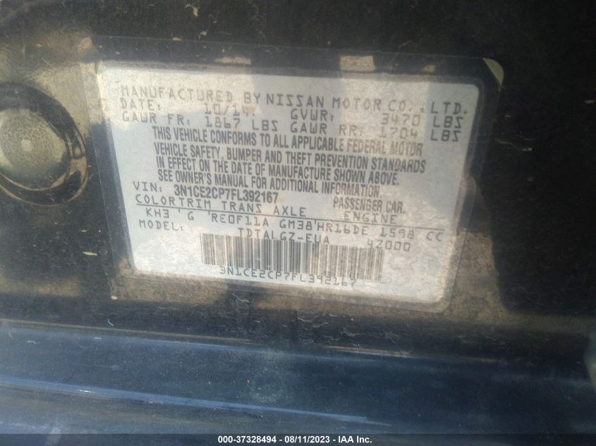 2015 NISSAN VERSA NOTE SR - 3N1CE2CP7FL392167
