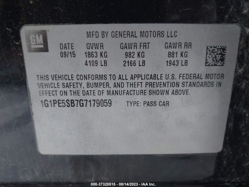 2016 CHEVROLET CRUZE LIMITED LT - 1G1PE5SB7G7179059