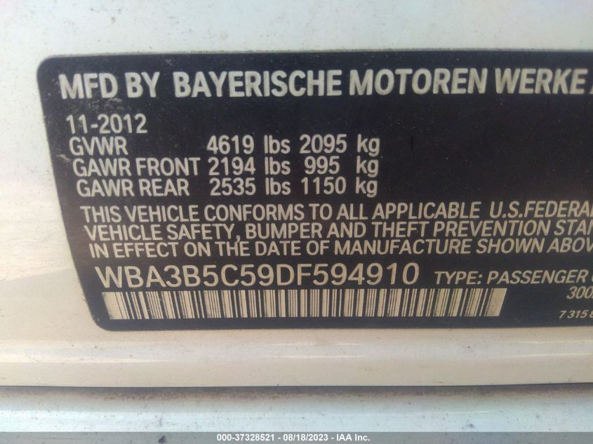 2013 BMW 3 SERIES 328I XDRIVE - WBA3B5C59DF594910