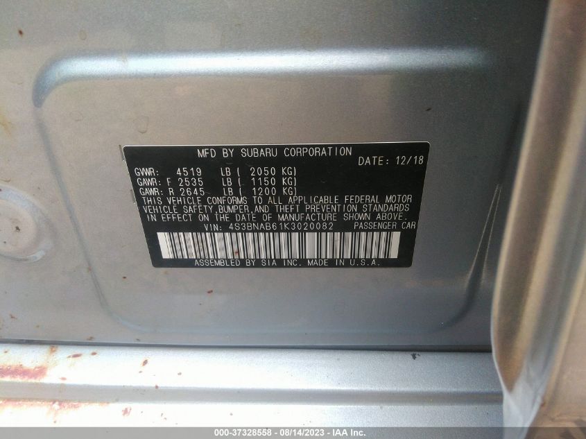 2019 SUBARU LEGACY - 4S3BNAB61K3020082